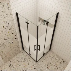Sprchový kout MELODY BLACK LINE R176, 100x76 se zalamovacími dveřmi 