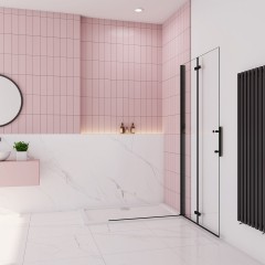 Zalamovací WALK-IN zástěna Melody Black WF1 66,5x195, čiré sklo  