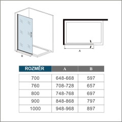 MELODY DF1 100 Otočná WALK-IN zástěna 94,8–96,8 × 195 cm, čiré sklo 