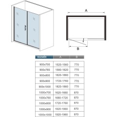 Sprchové dveře MELODY DW1 176 jednokřídlé dveře 172-176x195 (dveře 90 + boční stěna 90) 
