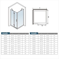 Čtvercový sprchový kout MELODY F5 100x100 s jednokřídlými dveřmi s pevnou stěnou včetně sprchové vaničky z litého mramoru