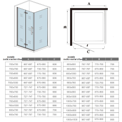 Čtvercový sprchový kout MELODY B8 100x100 se zalamovacími dveřmi