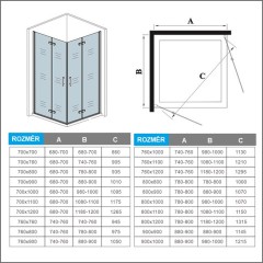 Obdélníkový sprchový kout MELODY R129, 120x90 se zalamovacími dveřmi
