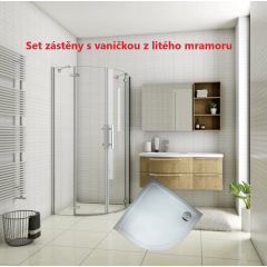 Čtvrtkruhový sprchový kout MELODY S2 90x90 cm s dvoukřídlými dveřmi, chrom, včetně sprchové vaničky z litého mramoru