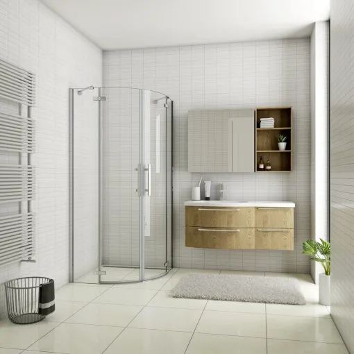 Čtvrtkruhový sprchový kout MELODY S2 90x90 cm s dvoukřídlými dveřmi, chrom 