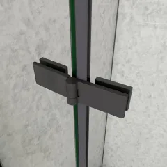 Čtvrtkruhový sprchový kout MELODY BLACK S2 90x90 cm s dvoukřídlými dveřmi, černý profil