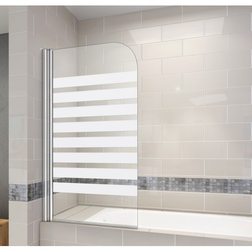 Vanová zástěna S1 STRIPE 80x140 - jednodílná sklopná, čiré sklo se vzorem