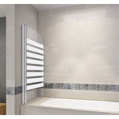 Vanová zástěna S1 STRIPE 80x140 - jednodílná sklopná, čiré sklo se vzorem