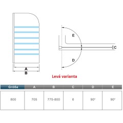 Vanová zástěna S1 STRIPE 80x140 - jednodílná sklopná, čiré sklo se vzorem
