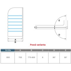 Vanová zástěna S1 STRIPE 80x140 - jednodílná sklopná, čiré sklo se vzorem