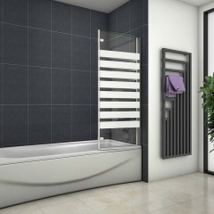 Vanová zástěna S22 STRIPE 120x140 - dvoudílná sklopná, čiré sklo se vzorem, pravá varianta
