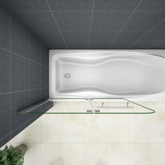 Vanová zástěna S22H 120x140 - dvoudílná sklopná, čiré sklo