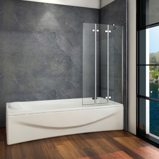 Vanová zástěna S3 CLEAR 100x140 - třídílná sklopná, čiré sklo