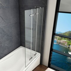 Vanová zástěna S3 CLEAR 100x140 - třídílná sklopná, čiré sklo