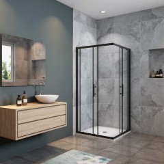 Sprchový kout SIMPLE BLACK 90x80 L/P varianta, rohový vstup