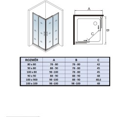 Sprchový kout SIMPLE BLACK 90x80 L/P varianta, rohový vstup