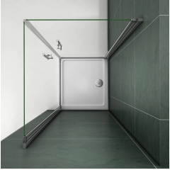 Sprchový kout SOLO D1 R108, 80x100x185 se dvěma jednokřídlými dveřmi, rohový vstup včetně sprchové vaničky z litého mramoru