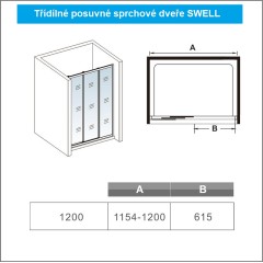 Posuvné sprchové dveře SWELL D3 120, 115,4-120x195 L/P varianta