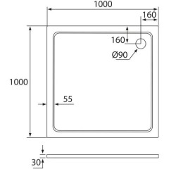 Sprchový kout SOLO B8 100x100x185 se zalamovacími dveřmi včetně sprchové vaničky z litého mramoru