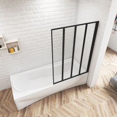 Vanová zástěna pětidílná V5 120, černá, čiré sklo
