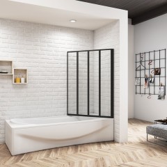 Vanová zástěna pětidílná V5 120, černá, čiré sklo