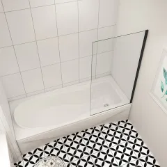 Pevná vanová zástěna V1 BLACK 70 × 140 cm – čiré sklo, černá, L/P varianta