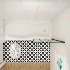 Vanová zástěna  V1 BLACK GRID 80 × 140 cm – otočná, černý rám, L/P varianta