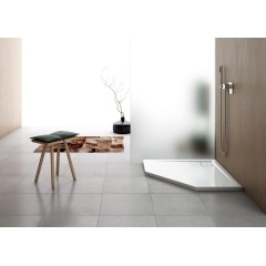 SanSwiss LIVADA SanSwiss sprchová vanička LIVADA z litého mramoru, pětiúhelník 90x90x3,5 cm, bílá W20563609004