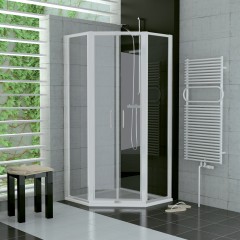 SanSwiss TOP52 6 090 01 07 Sprchový kout pětiúhelník s dvoukřídlými dveřmi, matný elox/sklo