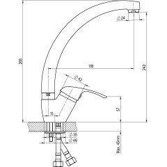JB Sanitary Baterie do kuchyně, stojánková, dřezová, SLIM A10 15 00