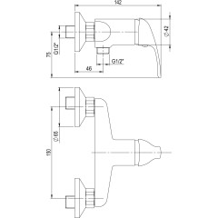 JB Sanitary Sprchová nástěnná baterie SLIM, rozteč 150 mm, bez příslušenství A10 60 00