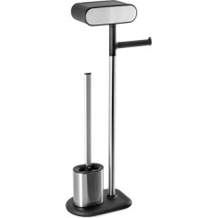 Stojan na toaletní papír a toaletní štětku AWD INTERIOR 1980 s policí černá stříbrná 