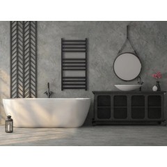 Koupelnový radiátor Fulgidus - boční připojení - 503W - černá matná - 880x430 mm