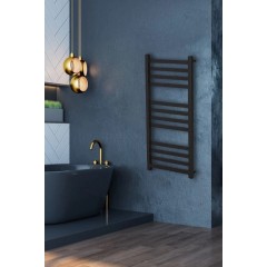 Koupelnový radiátor Fulgidus - boční připojení - 503W - černá matná - 880x430 mm