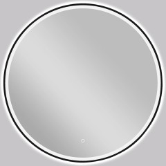 Koupelnové LED zrcadlo Vito, kovový rám - černá matná - Ø 60 cm