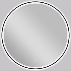 Koupelnové LED zrcadlo Vito, kovový rám - černá matná - Ø 80 cm