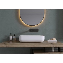 Umyvadlo z litého mramoru Ora - na desku - bílá matná - 54x36 cm