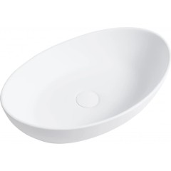 Umyvadlo z litého mramoru Gaia - na desku - bílá matná - 55,5x35 cm