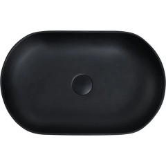 Umyvadlo z litého mramoru Lyra - na desku - černá matná - 54x34 cm