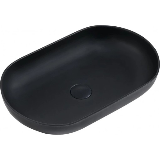 Umyvadlo z litého mramoru Lyra - na desku - černá matná - 54x34 cm