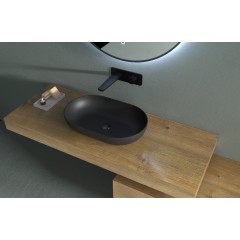 Umyvadlo z litého mramoru Lyra - na desku - černá matná - 54x34 cm