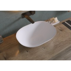 Umyvadlo z litého mramoru Libra - na desku - bílá matná - 55x40 cm