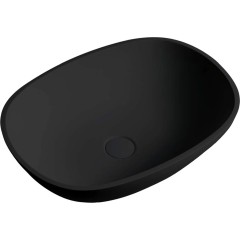 Umyvadlo z litého mramoru Libra - na desku - černá matná - 55x40 cm