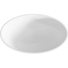 Umyvadlo z litého mramoru Luna - na desku - bílá matná - 52,8x30,9 cm