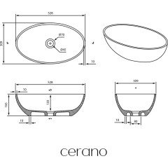 Umyvadlo z litého mramoru Luna - na desku - bílá matná - 52,8x30,9 cm