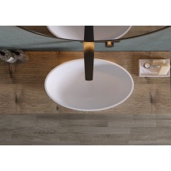 Umyvadlo z litého mramoru Luna - na desku - bílá matná - 52,8x30,9 cm