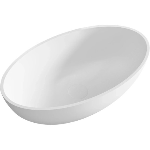 Umyvadlo z litého mramoru Luna - na desku - bílá matná - 52,8x30,9 cm