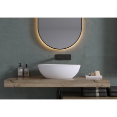 Umyvadlo z litého mramoru Luna - na desku - bílá matná - 52,8x30,9 cm