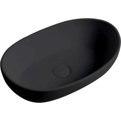 Umyvadlo z litého mramoru Persea - na desku - černá matná - 50x32 cm