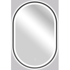 Koupelnové LED zrcadlo Salvo, kovový rám - černá matná - 55x100 cm